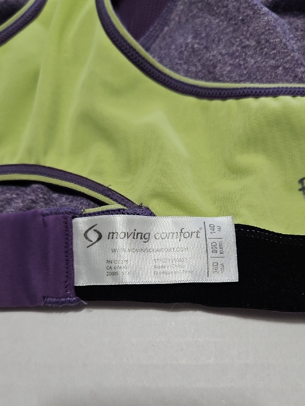 Moving Comfort Rebound Racer Purple Supportive Racerback Sports Bra Size 36D - Picture 6 of 7